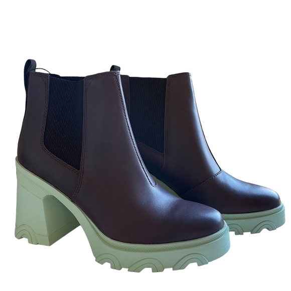 Sorel Brex Heel Chelsea Leather Bootie In Cinder Sea Sprite Size 9.5 - Picture 13 of 13